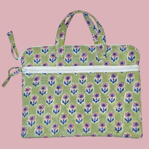 Block Printed Laptop Bag | Green Buti Design