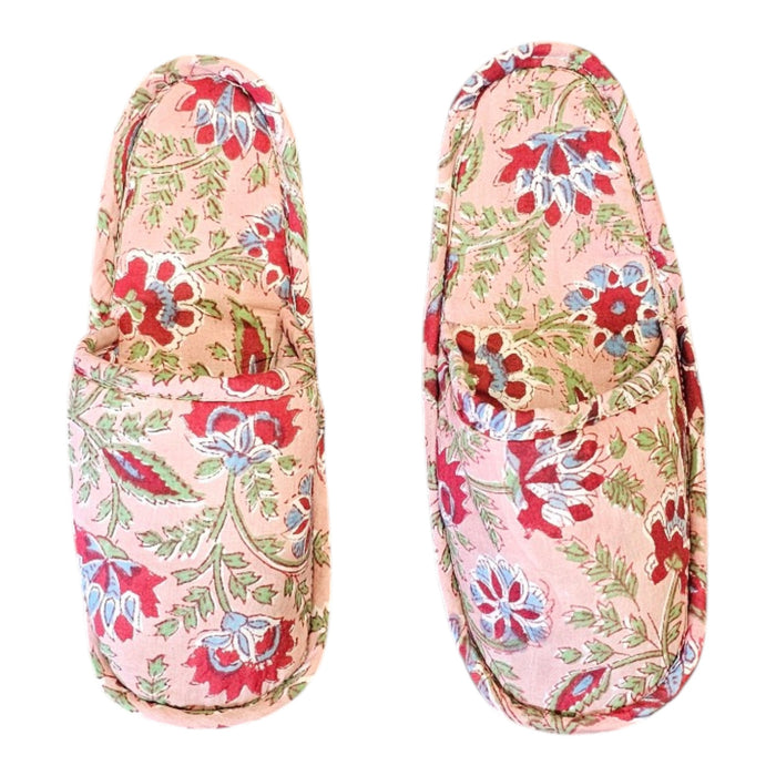 Beatrice Block Print Cotton Travel Slippers