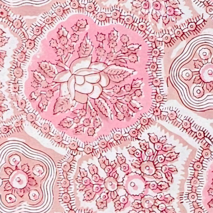 Hand Block Printed Cotton Tablecloth | Pink Medallion | 6-Seater