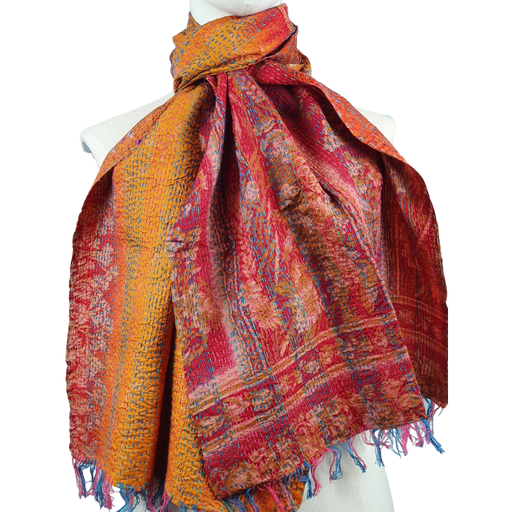 Reversible Silk Kantha Scarf
