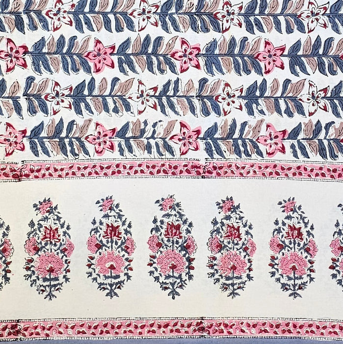 Chalk Rekha Block Printed Cotton Tablecloth | Six Seater | 150 x 220 cm