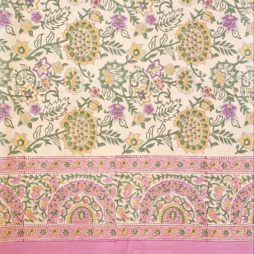 Mastic Garden Block Printed Cotton Tablecloth | 150 x 220 cm