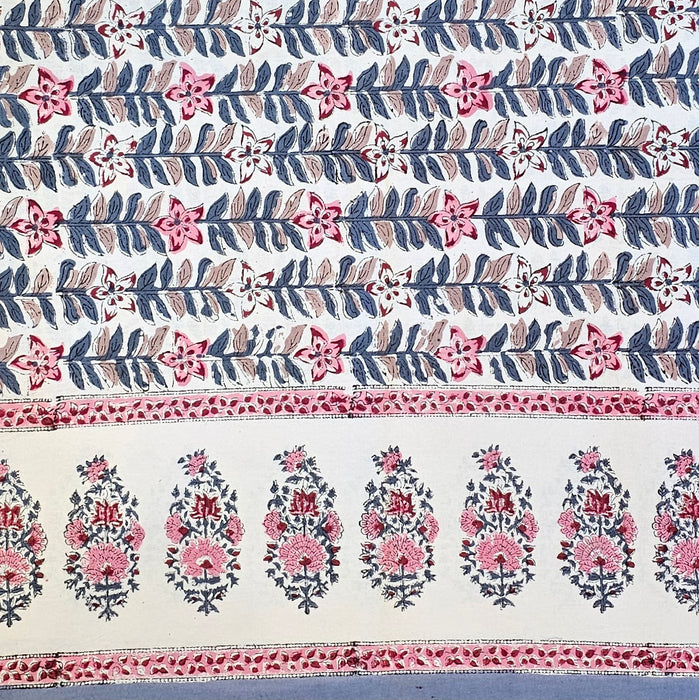 Chalk Rekha Block Printed Cotton Tablecloth | Six Seater | 150 x 220 cm