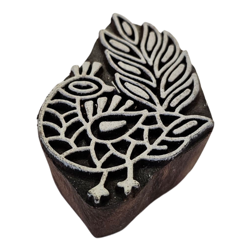 Peacock Design Wooden Carved Printing Block