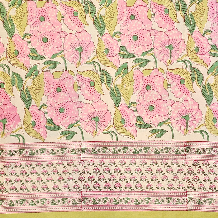 Hand Block Printed Cotton Tablecloth | Blush Meadow | 6-Seater