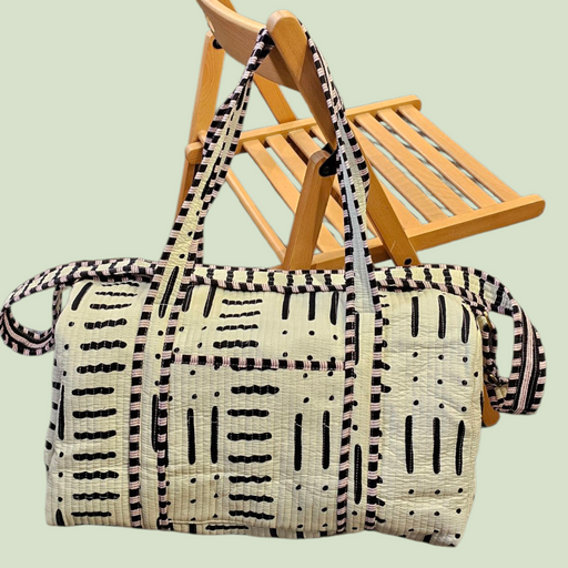 Black & White Quilted Luggage Bag