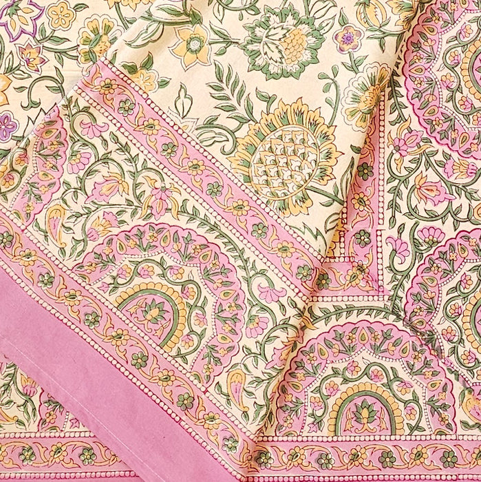 Mastic Garden Block Printed Cotton Tablecloth | 150 x 220 cm