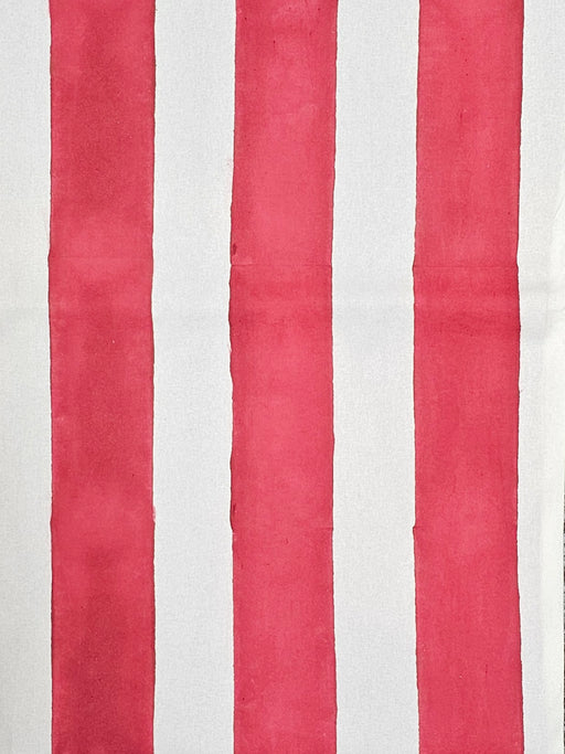 Block Print Tablecloth - Carmine Stripes Design