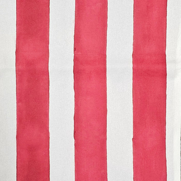 Block Print Tablecloth - Carmine Stripes Design