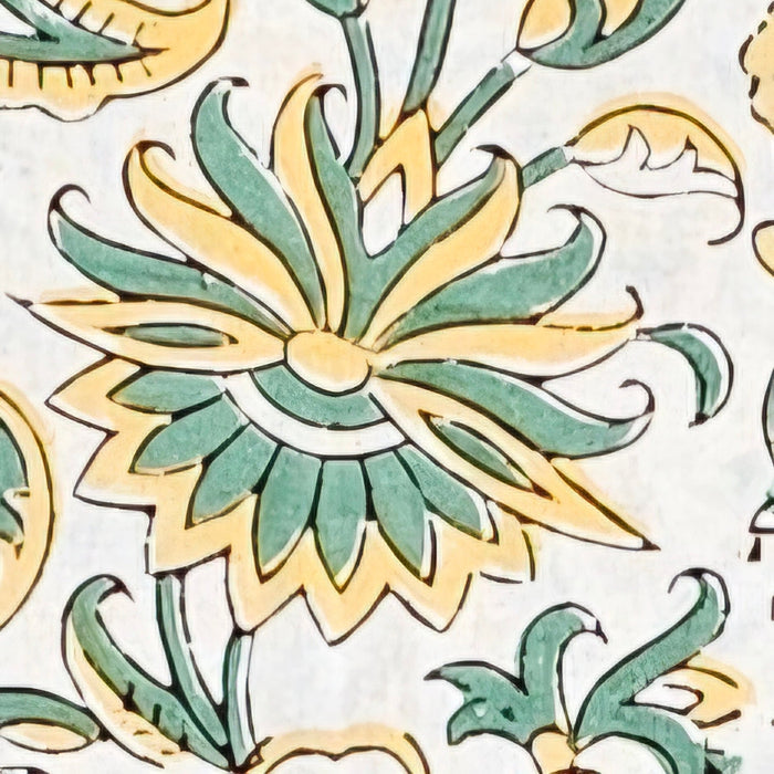 Yellow and Green Block Print Tablecloth 130 x 180 cm