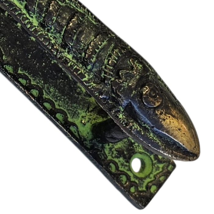 Straight Fish Design Green Patina Brass Handle