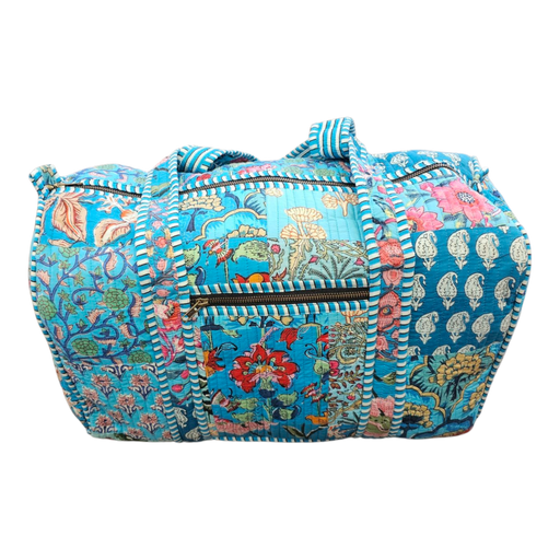 Block Print Travel Bag - Turquoise