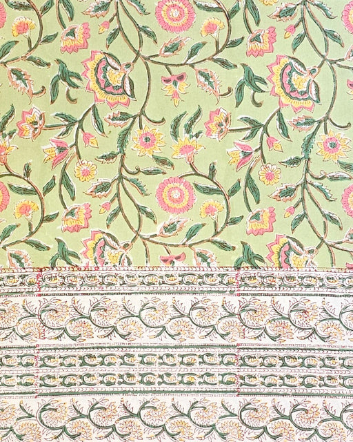 Beryl Green Block Print Tablecloth