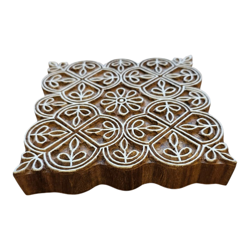 Large Square Wooden Carved Printing Block (A)