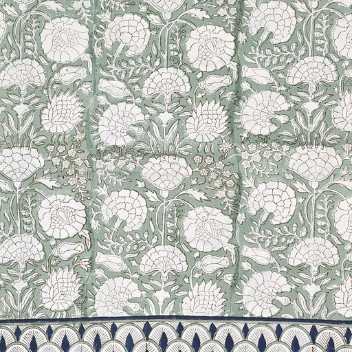 Block Print Tablecloth - Iguana Floral Design