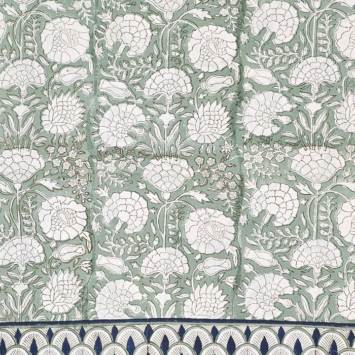Block Print Tablecloth - Iguana Floral Design