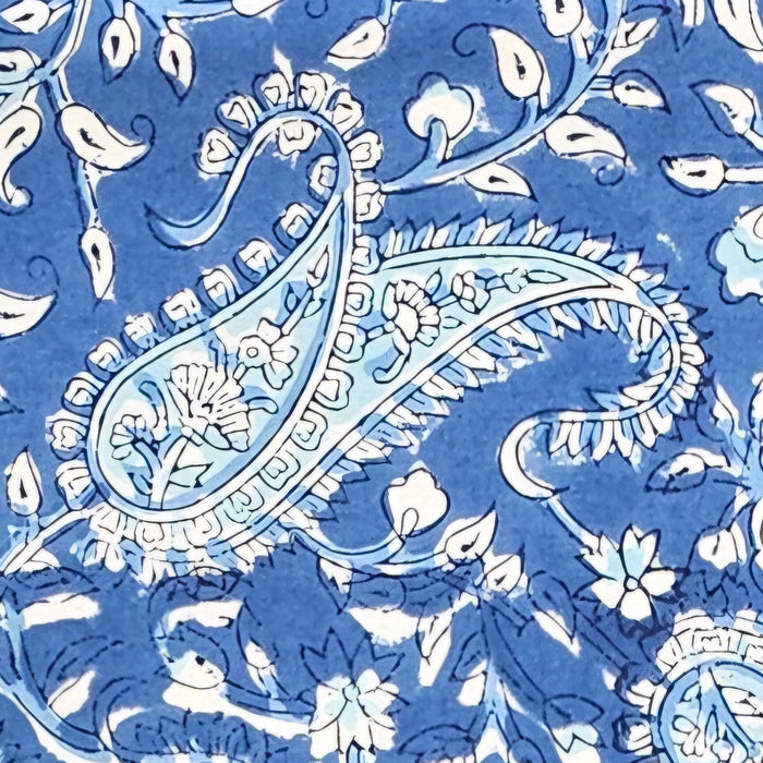 Hand Block Printed Cotton Tablecloth | Blue Paisley | 6-Seater