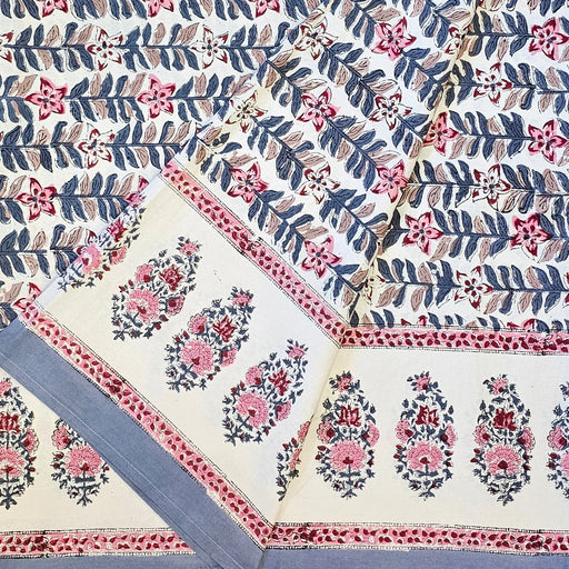 Chalk Rekha Block Printed Cotton Tablecloth | Six Seater | 150 x 220 cm