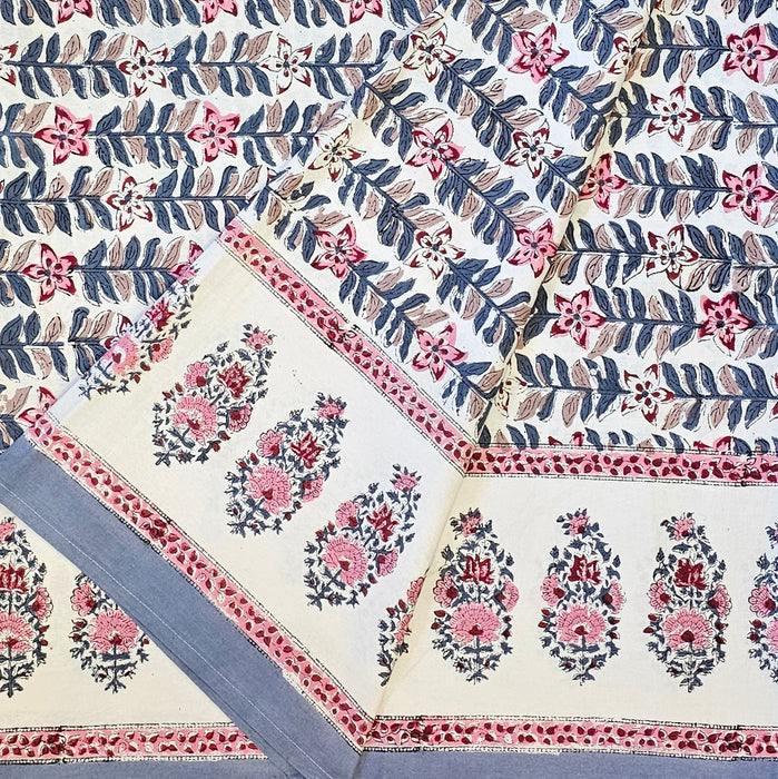 Chalk Rekha Block Printed Cotton Tablecloth | Six Seater | 150 x 220 cm