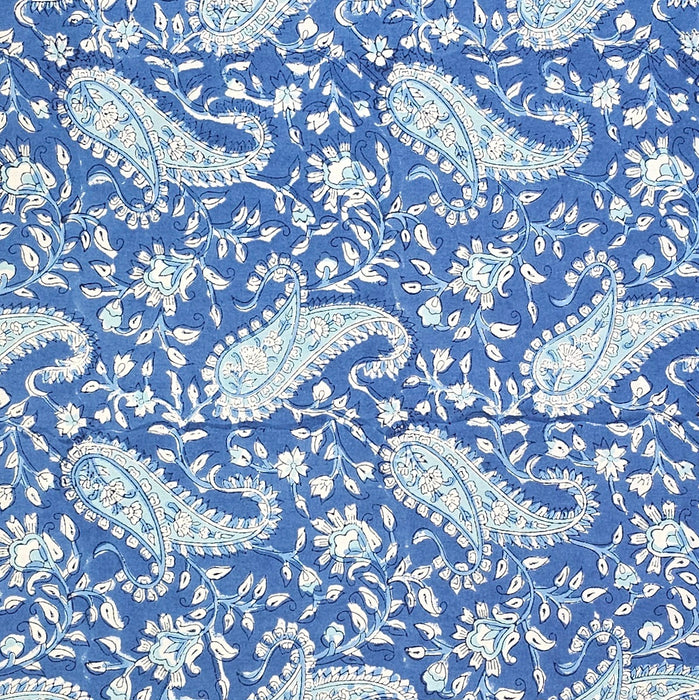Hand Block Printed Cotton Tablecloth | Blue Paisley | 6-Seater