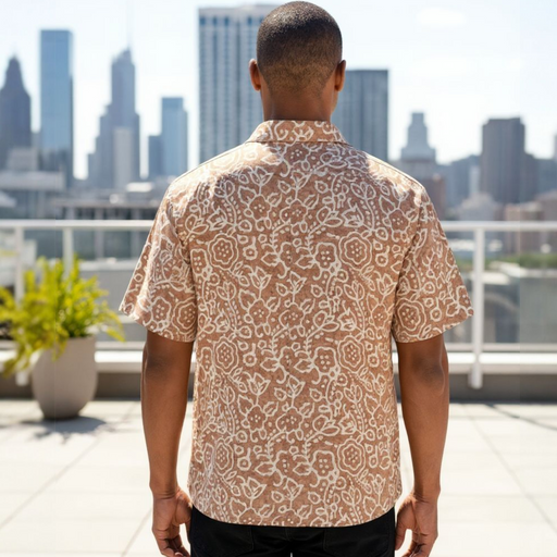 Dabu Print Short Sleeve Shirt - Brown Sugar Design