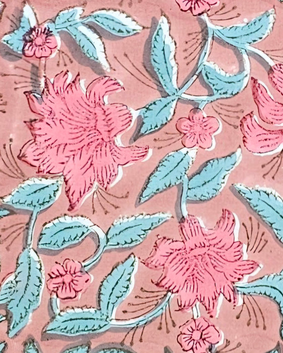 Pink Lily Block Print Tablecloth | 6-Seater