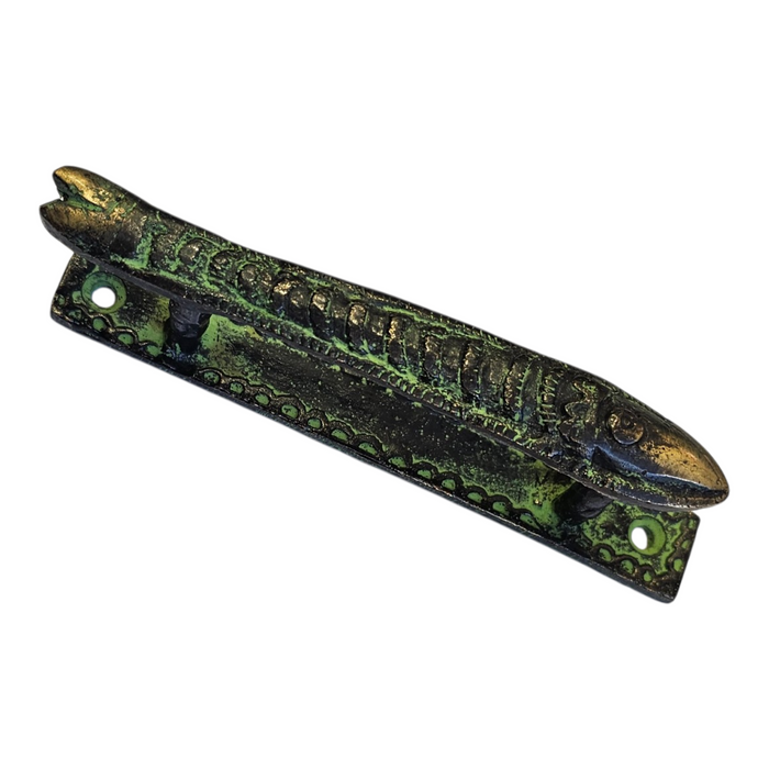 Straight Fish Design Green Patina Brass Handle