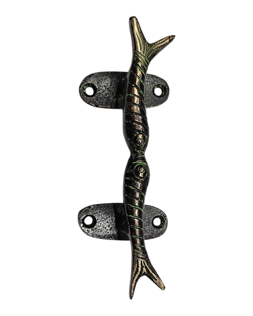 Green Fish Kiss Brass Handle