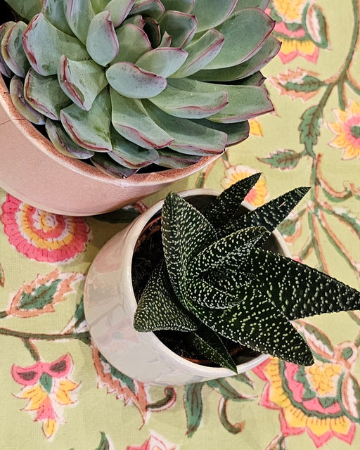Beryl Green Block Print Tablecloth