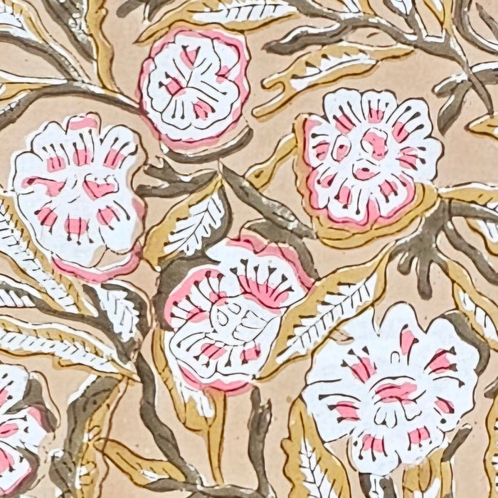 Rose Camel Block Printed Cotton Tablecloth | 150 x 220 cm