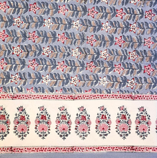 Slate Rekha Block Printed Cotton Tablecloth | Six Seater | 150 x 220 cm