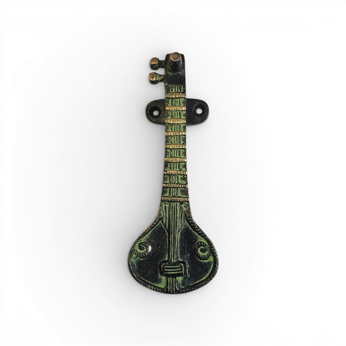 Sitar Design Green Patina Brass Handle