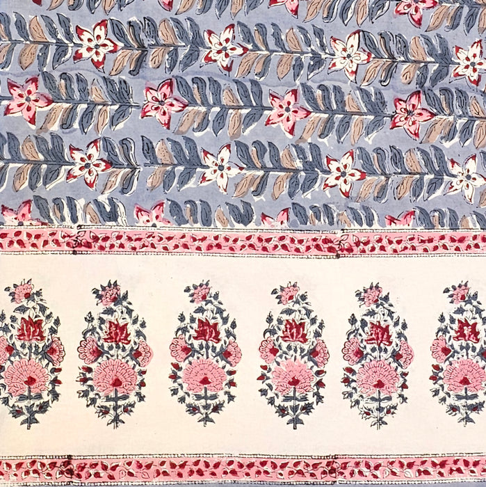 Slate Rekha Block Printed Cotton Tablecloth | Six Seater | 150 x 220 cm