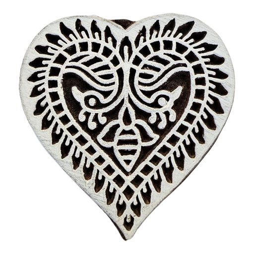 Heart Design Wooden Carved Printing Block