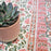 Tea Rose and Olive Green Block Print Tablecloth | 130 x 180 cm