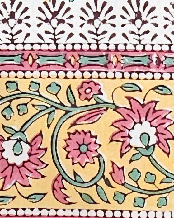 Yellow and Green Block Print Tablecloth 130 x 180 cm