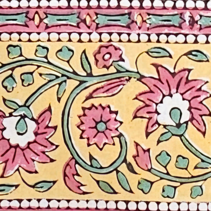 Yellow and Green Block Print Tablecloth 130 x 180 cm