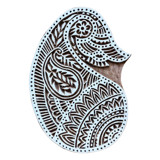 Large Paisley Wooden Carved Printing Block