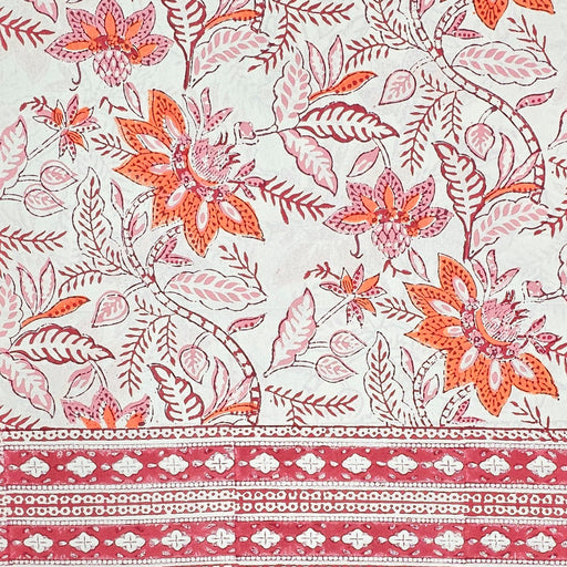 Block Print Tablecloth - Carmine Floral Design