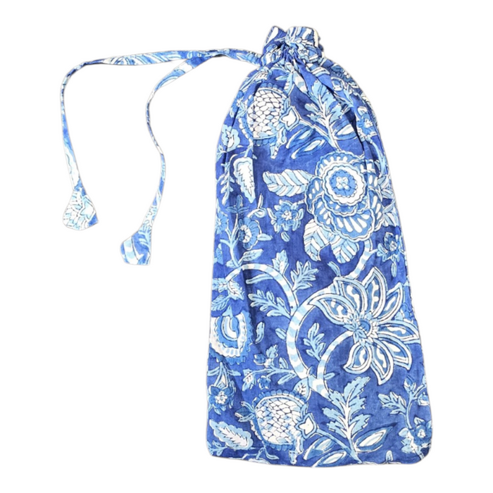 Delphine Block Print Cotton Travel Slippers