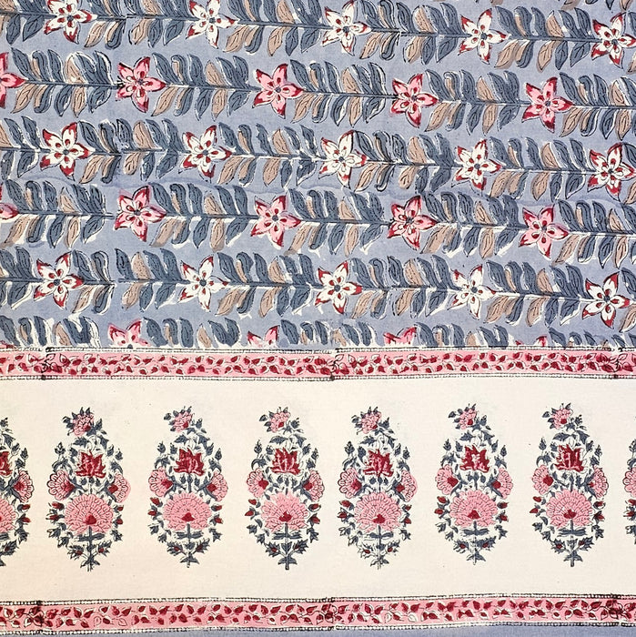 Slate Rekha Block Printed Cotton Tablecloth | Six Seater | 150 x 220 cm
