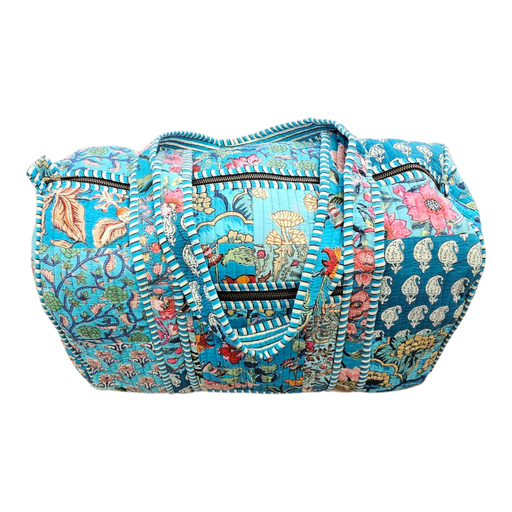Block Print Travel Bag - Turquoise