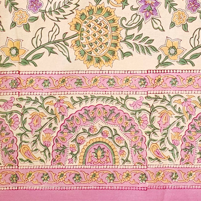 Mastic Garden Block Printed Cotton Tablecloth | 150 x 220 cm