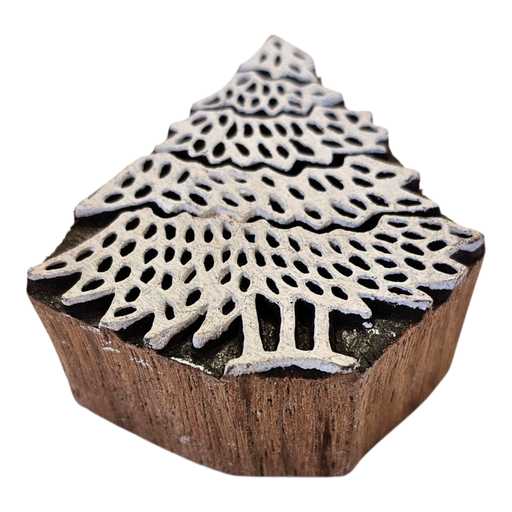 Christmas Tree Design Wooden Carved Printing Block
