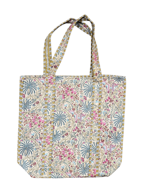 Indian Palm Quilted Cotton Tote Bag