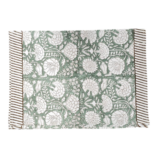Block Print Cotton Placemats - Iguana Floral Design