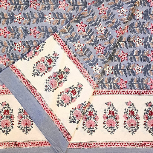 Slate Rekha Block Printed Cotton Tablecloth | Six Seater | 150 x 220 cm