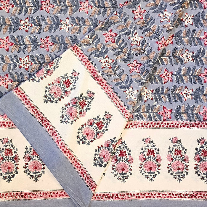 Slate Rekha Block Printed Cotton Tablecloth | Six Seater | 150 x 220 cm