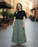 Dabu Print Cotton Skirt - Teal Fan Design