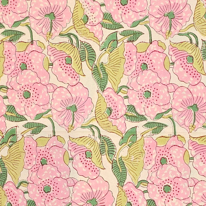 Hand Block Printed Cotton Tablecloth | Blush Meadow | 6-Seater